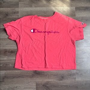 Champion Coral Tee with Purple Script Trim